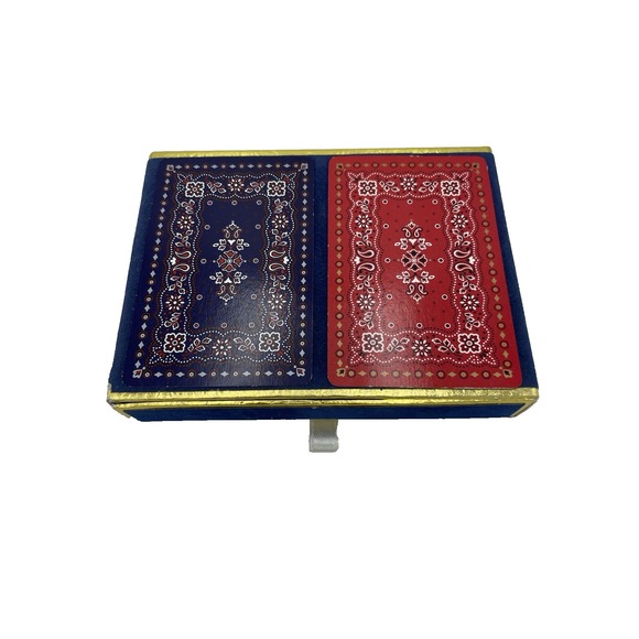 Vintage MCM‎ Congress Double Deck Playing Cards Red Blue Bandanas - Picture 1 of 5